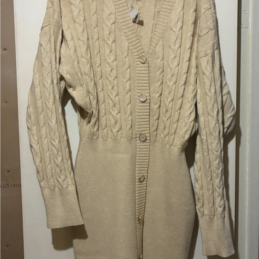Gilli Cable Knit sweater dress  in Cream